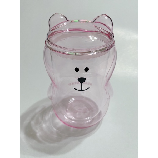 全新 starbucks 星巴克熊杯 櫻花粉熊罐透明罐 透明杯 雙層玻璃杯 2018年