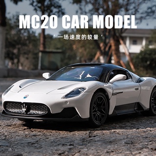 仿真汽車模型 1:32 Maserati瑪莎拉蒂 MC20 合金玩具模型車 金屬壓鑄合金車模 回力帶聲光可開門 裝飾擺件