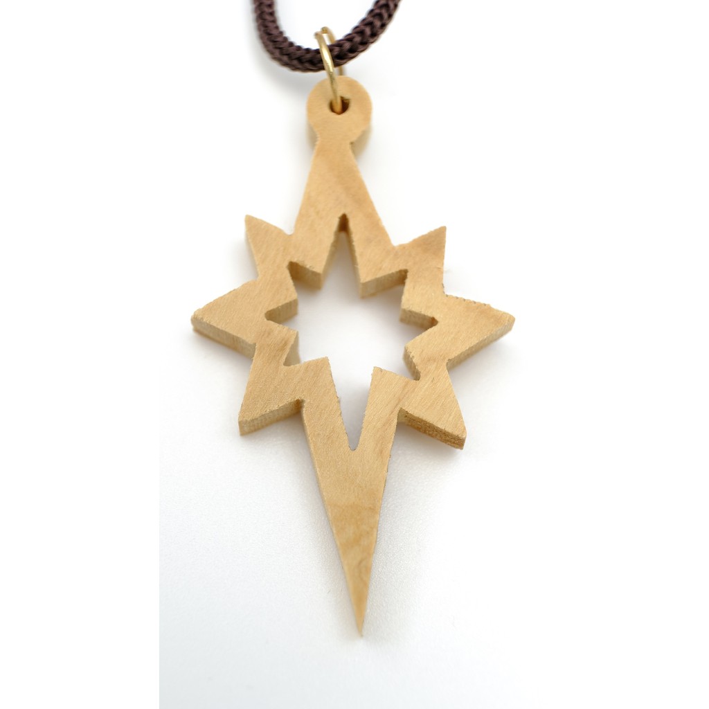 基督教禮品 以色列進口橄欖木 項鍊 掛飾 十字架經典系列 星星 5518