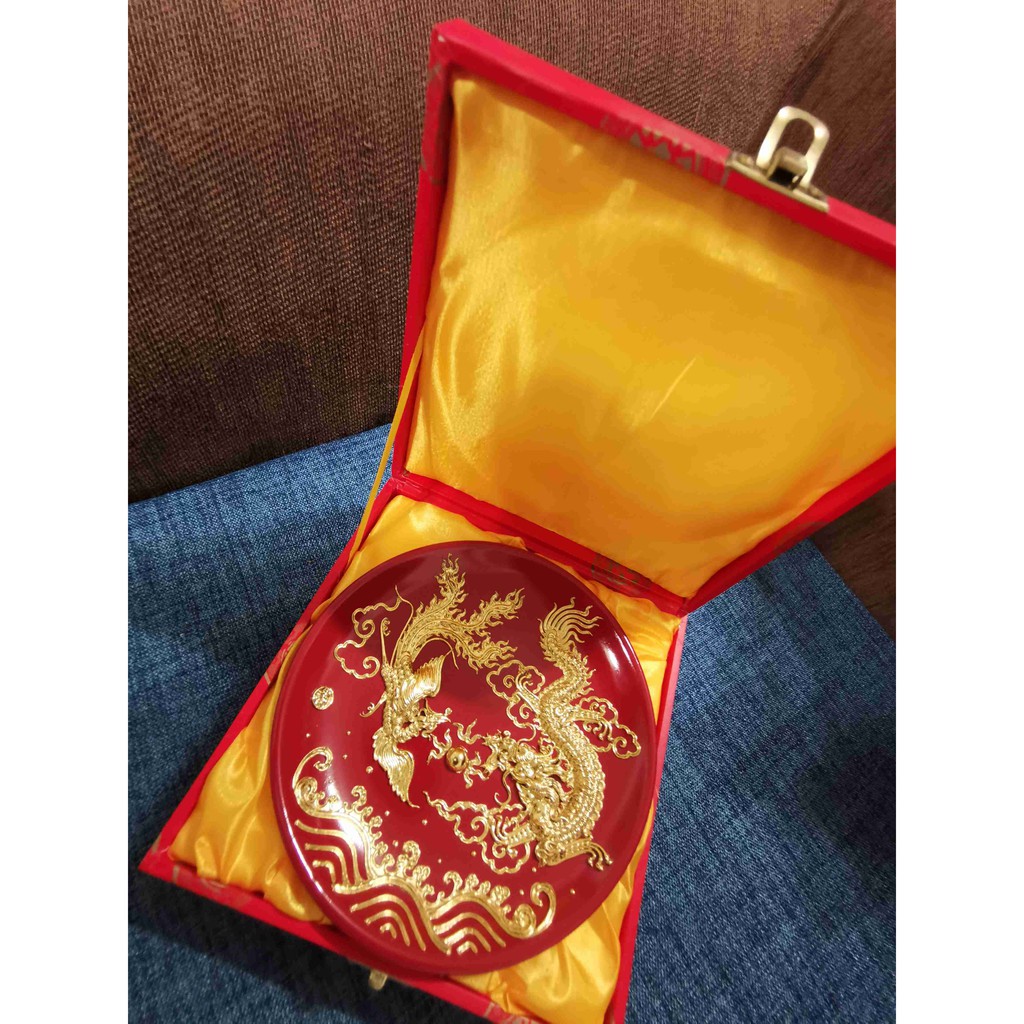 蔡氏漆線彫 中国語工芸品 金 龍