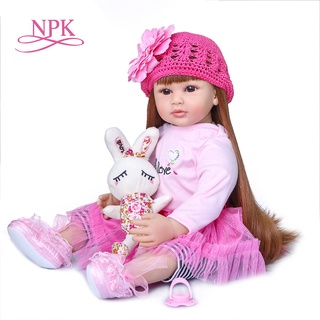 Npk 60cm 重生乙烯基玩具女孩嬰兒娃娃矽膠公主兒童嬰兒娃娃生日限量版娃娃