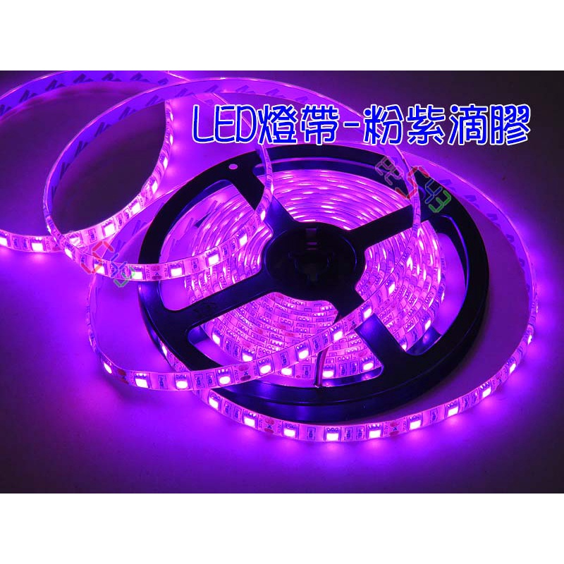 Led燈帶滴膠一盤5公尺 藍光粉紫色dc12v防水燈條smd貼片改車裝飾植物生長燈招牌間接照明商業空間 蝦皮購物