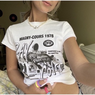 🧚‍♀️預購♡Brandy Melville🇨🇭歐洲製純棉賽車印花短袖 Hailie Ray Colt Top