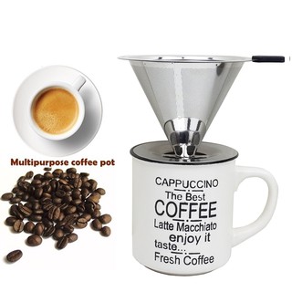 【咖啡沖泡組】大號316不銹鋼濾杯＋400cc復古咖啡馬克杯/泡咖啡 泡茶濾杯 手沖咖啡濾器