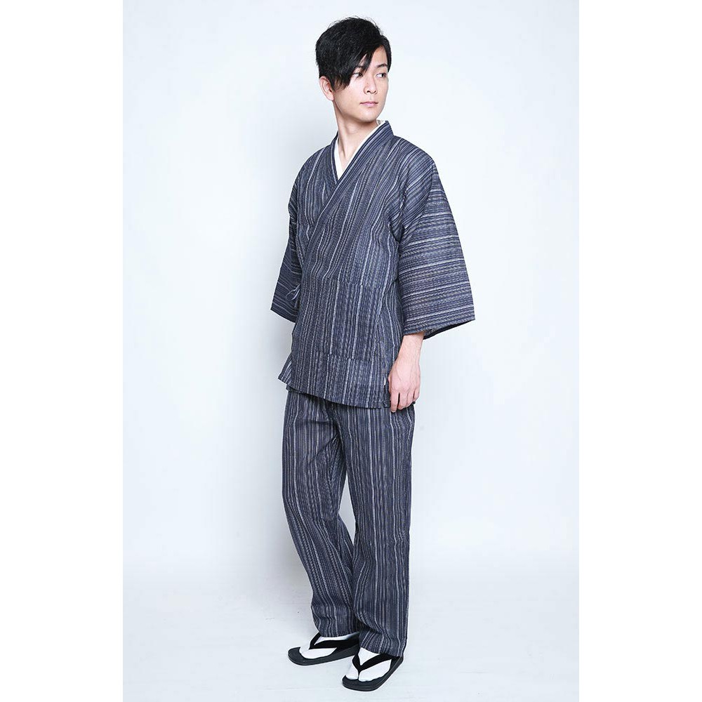爆銷偏硬日本男款甚平和服浴衣作務衣條紋長褲套裝家居服 Jennyyangg Tw 蝦皮購物