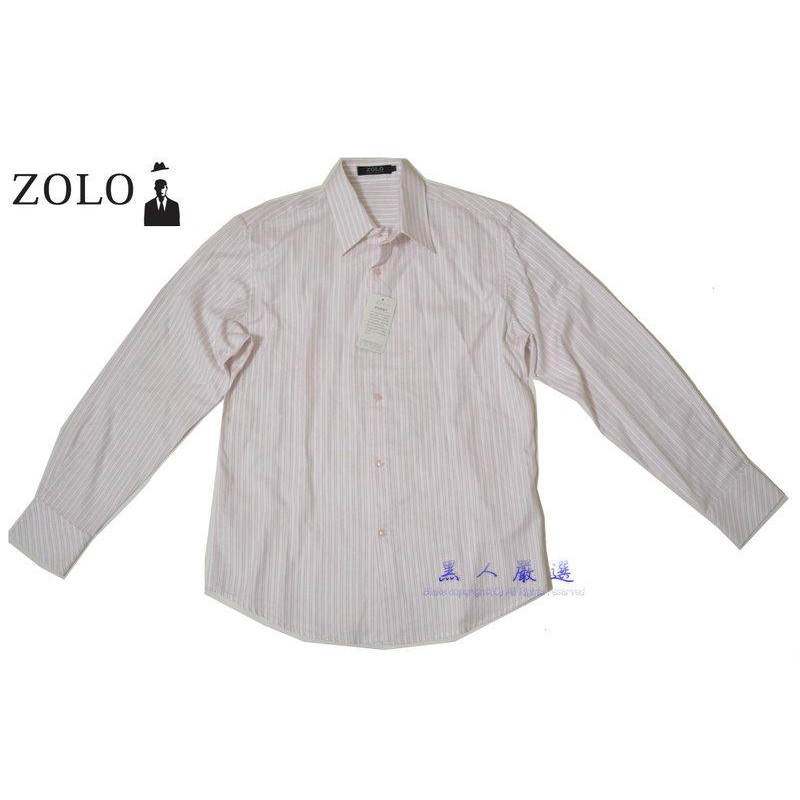 【黑芳體育】最後一件 100%精梳棉 名牌襯衫 ZOLO 專櫃貨 長袖 粉紅 白 直條紋 L號《ZA14》