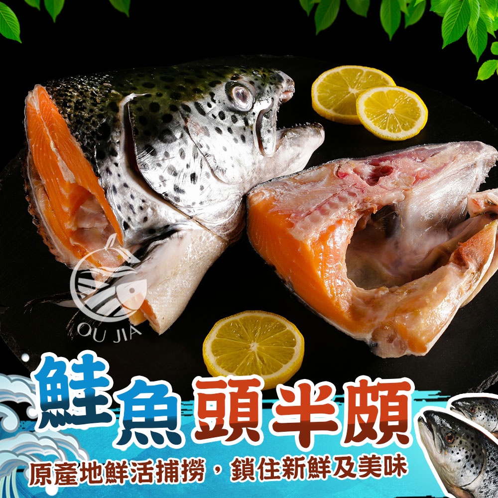 A級挪威去鰓鮭魚頭半頗-300-350G/半顆【歐嘉嚴選】全家冷凍799免運 蝦幣10倍送 餐廳供應 批發