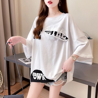 胖胖美依 上衣 短袖t卹 簡約 m-2xl新款破洞短袖假兩件中長款t卹女日韓版寬鬆上衣tne416-lm315.