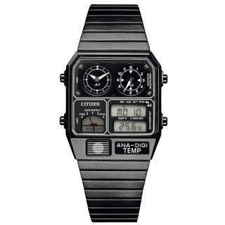 CITIZEN 星辰錶 日本限定雙顯飛行方形錶 黑色米蘭錶帶 JG2105-93E 台灣公司貨 保固2年