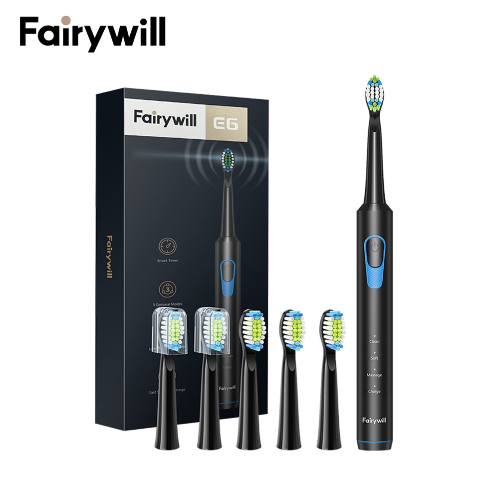 Fairywill E6 電動牙刷 6個刷頭 3種模式
