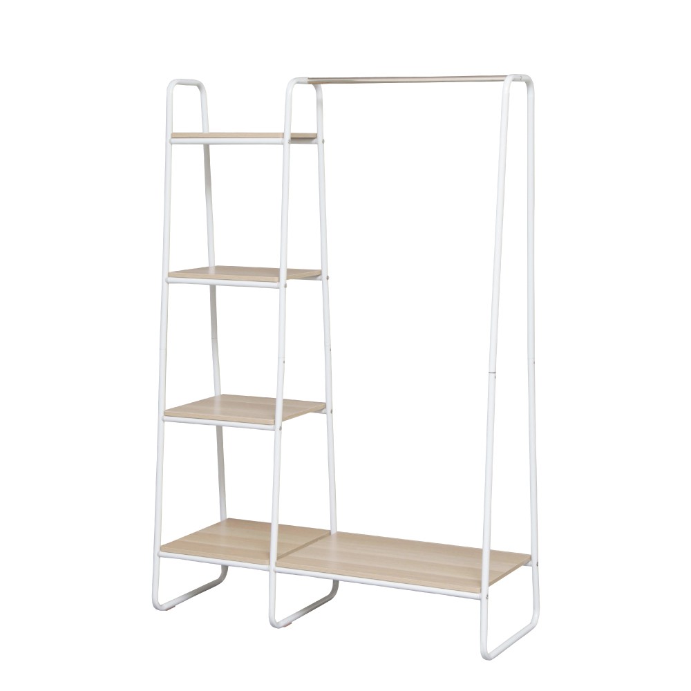 IRIS OHYAMA 獨特木板風格分層收納吊掛衣架 (黑/白) PI-B3 (衣物收納架/展示架/展示收納)