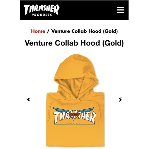 🔥正品THRASHER Venture Collab Hood FLAME 火焰 字母 連帽長袖T恤 潮流滑板 橘黃