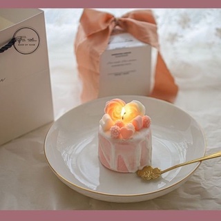☆米克喵☆手作可愛香薰蠟燭🎂蛋糕形狀蠟燭暖心生日禮物婚禮裝飾情人節朋友送禮盒鼠尾草英國梨與小蒼蘭