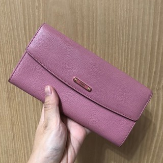 N(已售出)FENDI-粉色防刮牛皮扣式長夾-附盒