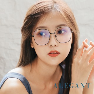 ALEGANT韓系潮流明星款簡約無限黑大方框UV400濾藍光眼鏡