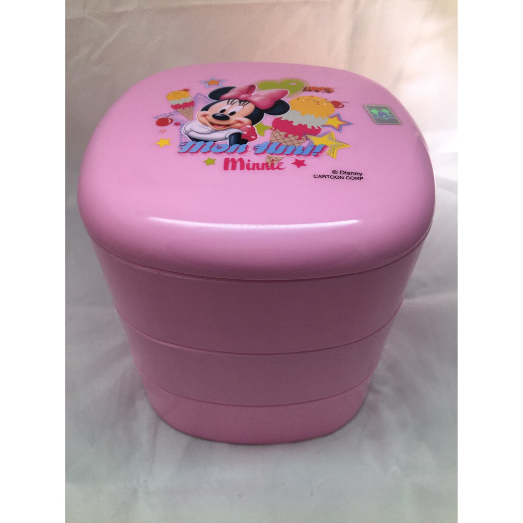 《艾倫STORE》台灣華特迪士尼 授權在台販售 粉紅米老鼠 米妮 三層 圓方型珠 寶盒 有雷射防偽標籤 現貨出清