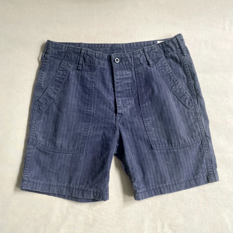 日本製造 Orslow Herringbone Fatigue Shorts 純棉 洗舊魚骨紋布料 四口袋 膝上短褲