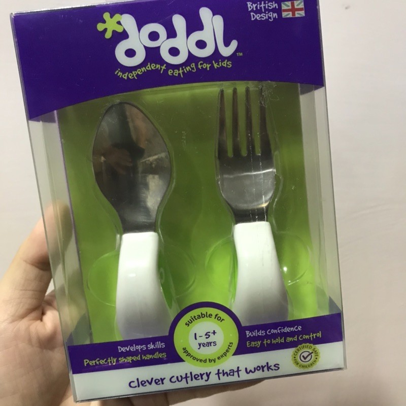 【二手】英國doddl嬰兒學習餐具 嬰兒湯匙 嬰兒叉子 兒童餐具