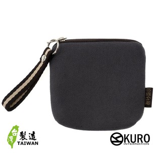 KURO-SHOP台灣製造 灰色帆布 單層 零錢包 鑰匙包 名片包