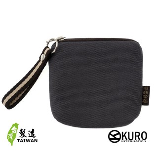KURO-SHOP臺灣製造 灰色帆布 單層 零錢包 鑰匙包 名片包