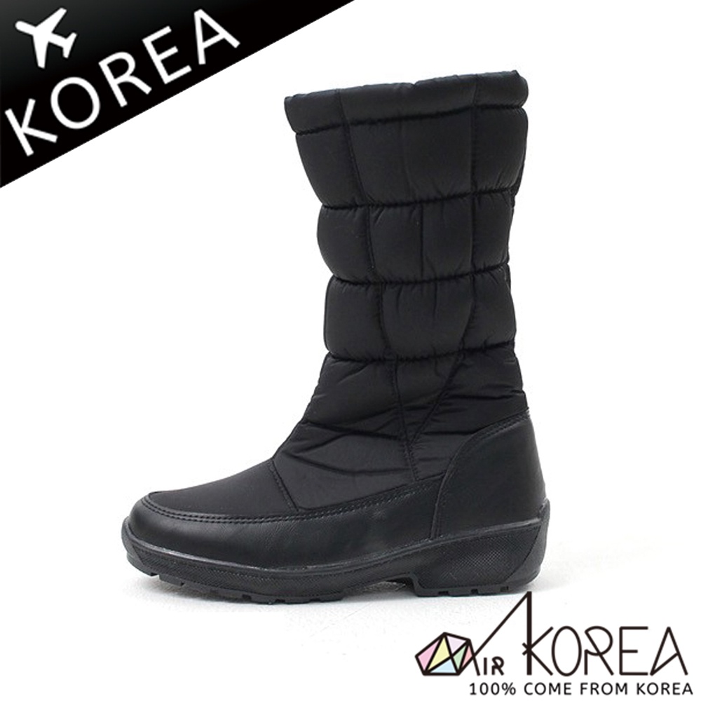【AIRKOREA】溫暖內鋪毛厚底舒適長靴雪靴-黑(5982-0495)