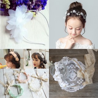 「臺灣現貨」❤️兒童花朵髮箍 女童髮箍配飾 搭配禮服公主裙髮箍 花童禮服配件 女童髮箍頭飾飾品 女童飄帶珍珠髮箍 花環