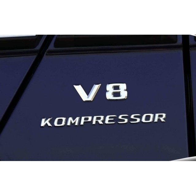 圓夢工廠 Benz 賓士 E W210 W211 V8 Kompressor 葉子板 車身字標 車標貼 鍍鉻銀 消光黑