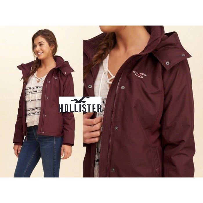 HCO Hollister All-Weather Fleece Lined Jacket風衣外套 酒紅