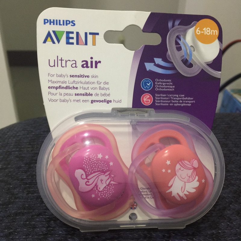 新安怡 PHILIPS AVENT ultra air 超透氣矽膠安撫奶嘴 全新品 6-18m 2入一組