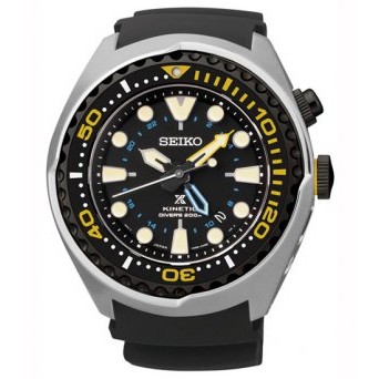 【金台鐘錶】SEIKO PROSPEX 人動/冷凍鮪魚GMT藍寶石橡膠帶腕錶-黑 SUN021/5M85-0AB0D