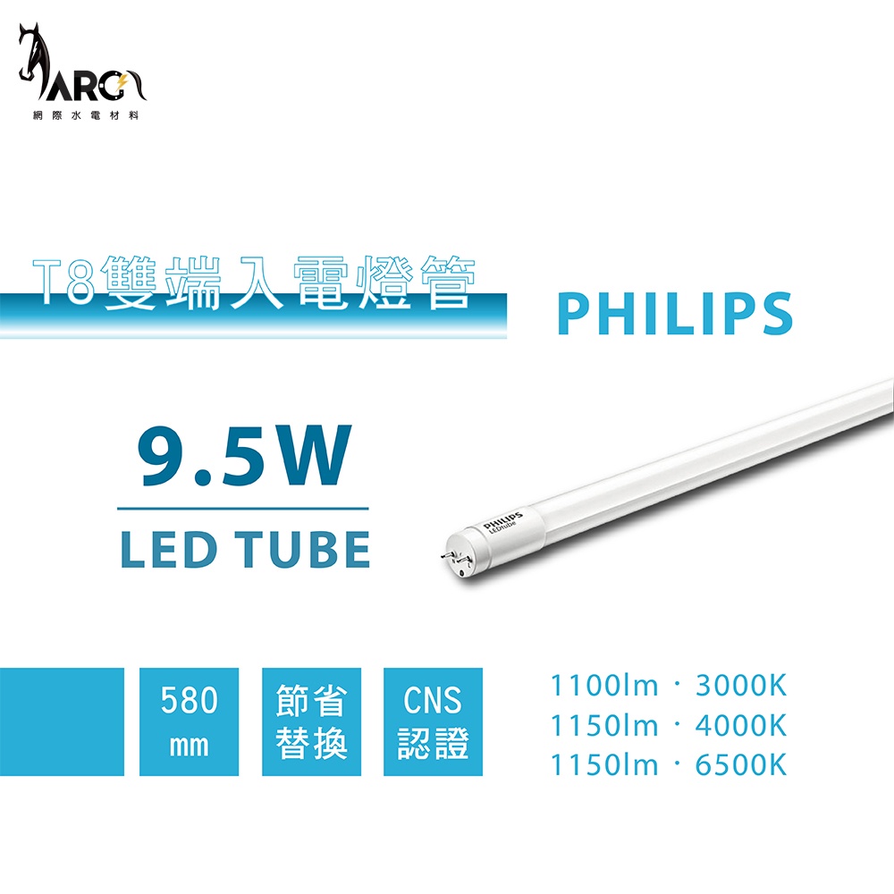 飛利浦 PHILIPS T8 雙端入電 LED 玻璃燈管 LED tube 2尺 4尺