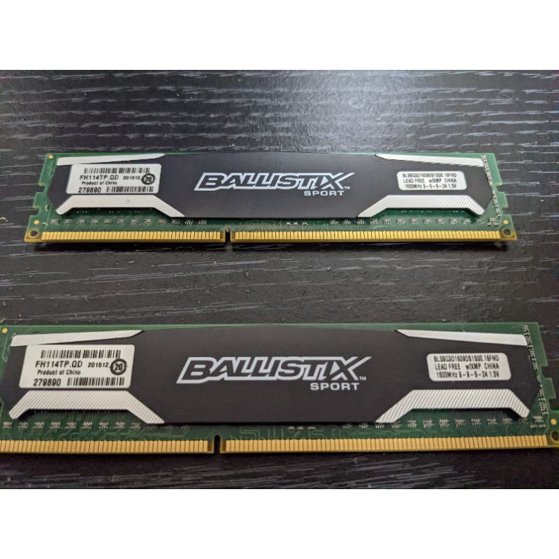 美光 BALLISTIX SPORT DDR3 1600 8G RAM DRAM 記憶體 2支 共16G