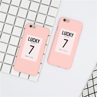 Iphone5/5s/se/6/6s/6Plus/6s Plus/7/7plus粉色LUCKY 7號幸運文青磨砂手機硬殼