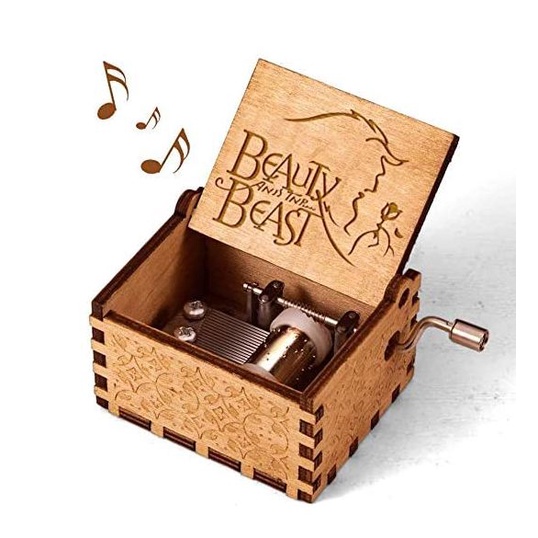 美國購回🇺🇸美女與野獸 Beauty and The Beast 迷你音樂盒 木質音樂盒 手轉音樂盒 禮物 迪士尼