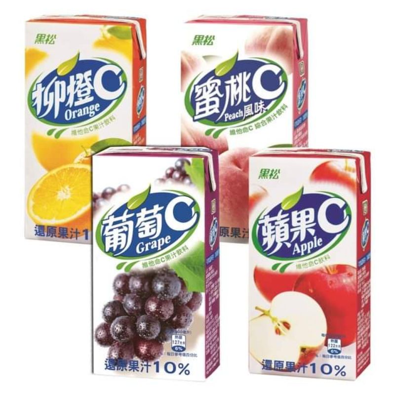 黑松 柳橙C / 蜜桃C / 葡萄C / 蘋果C 【6入裝】300ml