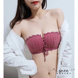Xuan♥ 【集中爆乳內衣】熱賣隱形無肩帶3種穿法 可拆卸肩帶無鋼圈綁帶胸罩 防滑美背胸貼 禮服裹胸內衣婚紗內搭集中露