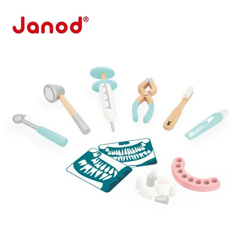 法國 Janod 嬰幼兒木頭玩具 - 小小牙醫師診療包