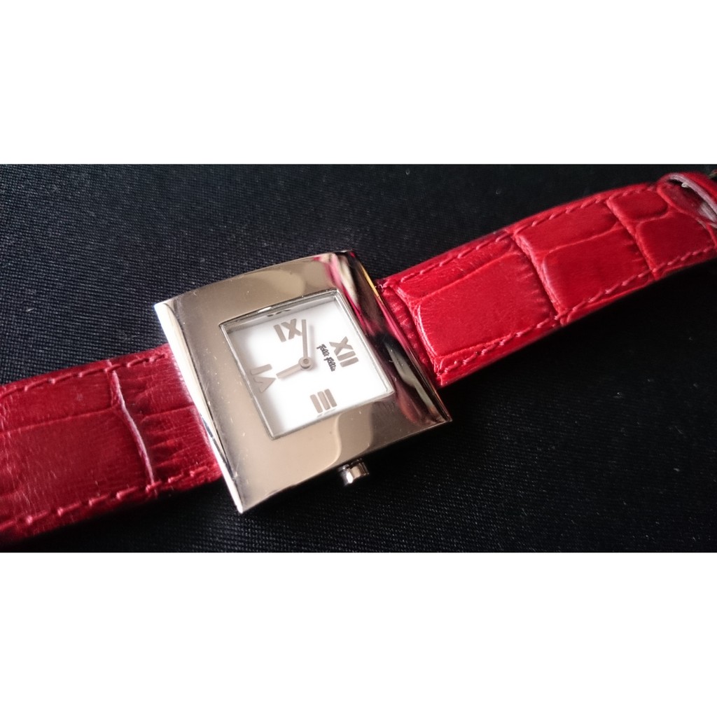 手錶 FOLLI FOLLIE 女錶 紅色 真皮腕錶 皮帶錶 方形 造型錶..............不二價!
