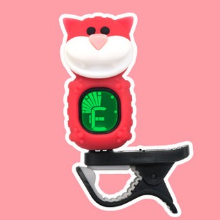 【附電池】SWIFF 小朋友最愛動物卡通造型 貓咪 夾式調音器 電子調音器 烏克麗麗/吉他/貝斯/小提琴適用 紅色