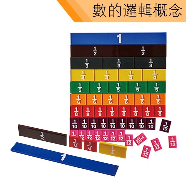 聚聚玩具【正版】USL遊思樂教具 A1008D01 數與邏輯-長條分數板盒 (51pcs)