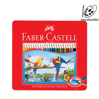 FABER-CASTELL 學生級 紅色鐵盒裝水性色鉛筆 24色 /115925