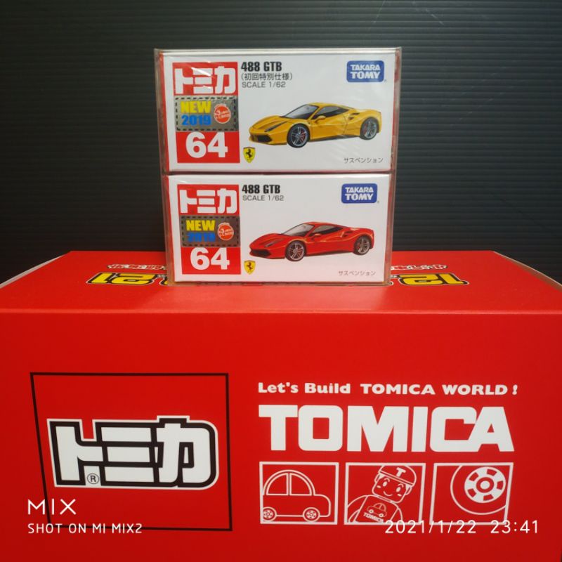TOMICA 多美小汽車 No.64 法拉利 488 GTB（一般＋初回）有新車貼