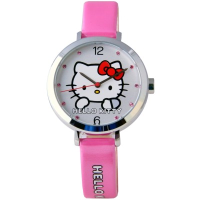 正版 日本機芯 HELLO KITTY 凱蒂貓羞澀模樣時尚手錶-桃紅/35mm KT023LWWPS