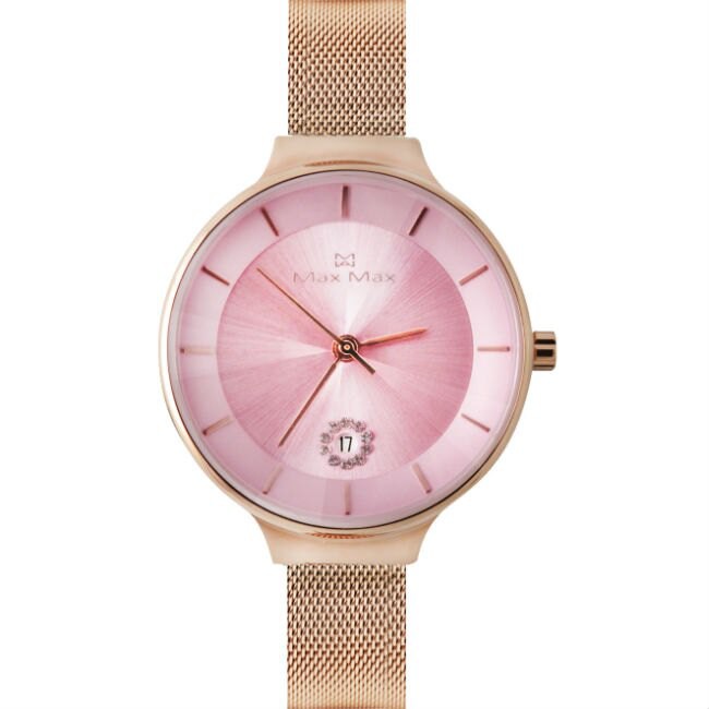 Max Max MAS7027-3 甜美時尚米蘭錶帶腕錶 /粉色面 32mm
