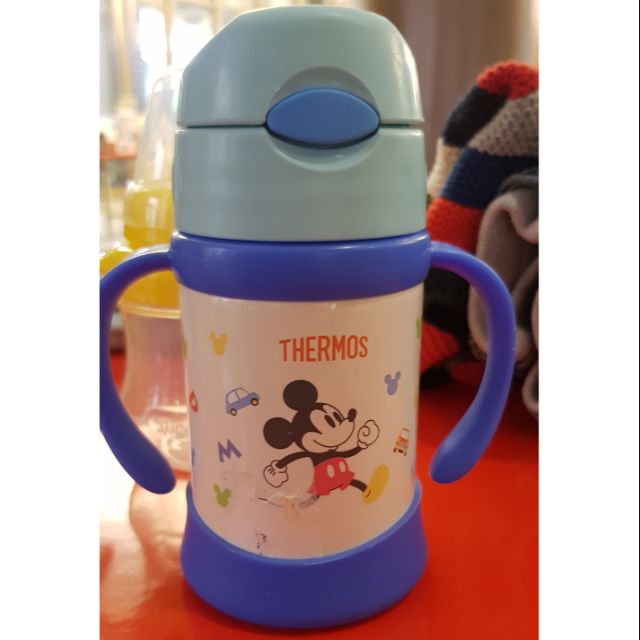 【二手】膳魔師 THERMOS 米奇學習水杯 不鏽鋼保溫杯 迪士尼 附一組替換吸管 250ml