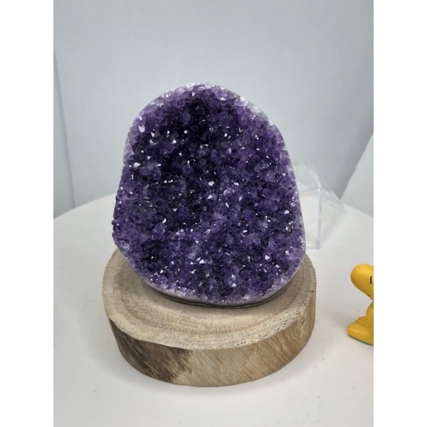 烏拉圭 ESP 紫晶鎮 微內凹 形漂亮 附白樟木座