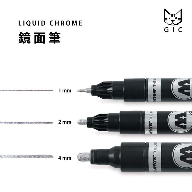 德國 MOLOTOW Liquid Chrome 高金屬光澤 液態鉻鏡面筆 1/2/4mm 鋼彈筆