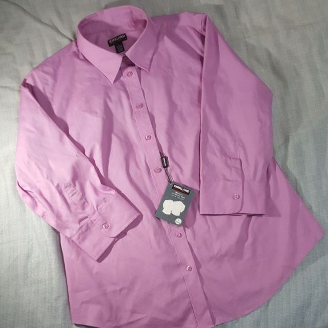 Kirkland 好市多自有品牌 粉紫色七分袖襯衫 九成新