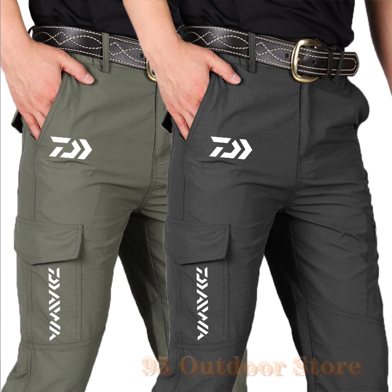 Daiwa 釣魚褲防水釣魚遠足多口袋耐用戶外狩獵男士褲子戰術長褲釣魚服