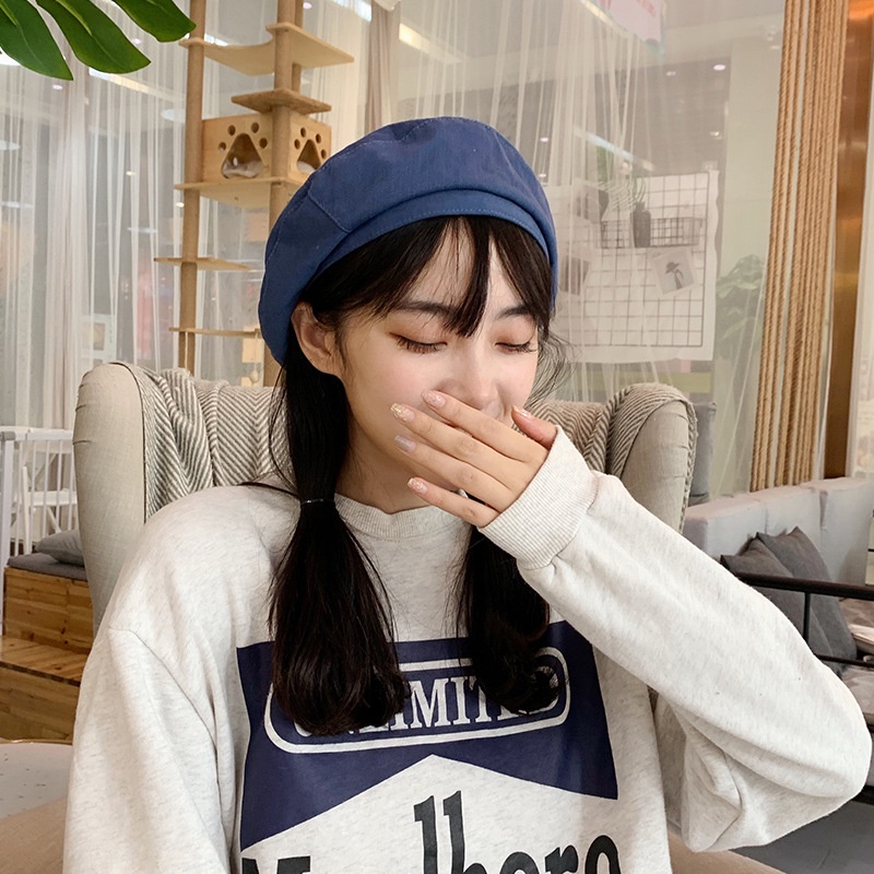 帽子女士夏季薄款貝雷帽戶外出遊遮陽帽日系文藝畫家帽 蝦皮購物